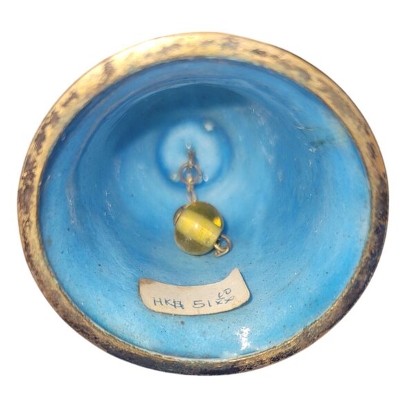 Vintage Cloisonné Enamel Bell With Intricate Floral & Bird Design Purple Blue - Picture 6 of 12